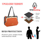 Royal Bagger Vintage RFID Coin Purse for Women, Genuine Cow Leather Handbag with Contrasting Colors and Kiss Lock Closure Storage Bag 1927