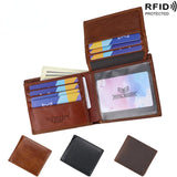 Royal Bagger RFID การปิดกั้นกระเป๋าสตางค์สั้นสำหรับชาย Crazy Horse หนัง Cowhide Vintage Trifold กระเป๋าสตางค์ชายกระเป๋า 1469 