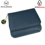 Royal Bagger RFID กระเป๋าสตางค์สั้นผู้หญิงหนังวัวแท้ขนาดใหญ่ความจุ Key CHAIN ​​ผู้ถือบัตรแฟชั่นกระเป๋าสตางค์ Trifold 1459 