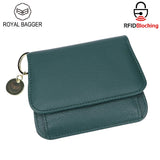 Royal Bagger RFID กระเป๋าสตางค์สั้นผู้หญิงหนังวัวแท้ขนาดใหญ่ความจุ Key CHAIN ​​ผู้ถือบัตรแฟชั่นกระเป๋าสตางค์ Trifold 1459 