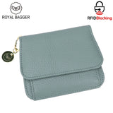 Royal Bagger RFID กระเป๋าสตางค์สั้นผู้หญิงหนังวัวแท้ขนาดใหญ่ความจุ Key CHAIN ​​ผู้ถือบัตรแฟชั่นกระเป๋าสตางค์ Trifold 1459 