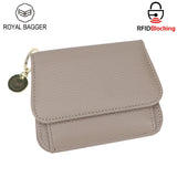 Royal Bagger RFID กระเป๋าสตางค์สั้นผู้หญิงหนังวัวแท้ขนาดใหญ่ความจุ Key CHAIN ​​ผู้ถือบัตรแฟชั่นกระเป๋าสตางค์ Trifold 1459 