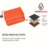 Royal Bagger RFID กระเป๋าสตางค์สั้นผู้หญิงหนังวัวแท้ขนาดใหญ่ความจุ Key CHAIN ​​ผู้ถือบัตรแฟชั่นกระเป๋าสตางค์ Trifold 1459 