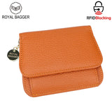 Royal Bagger RFID กระเป๋าสตางค์สั้นผู้หญิงหนังวัวแท้ขนาดใหญ่ความจุ Key CHAIN ​​ผู้ถือบัตรแฟชั่นกระเป๋าสตางค์ Trifold 1459 