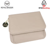 Royal Bagger RFID กระเป๋าสตางค์สั้นผู้หญิงหนังวัวแท้ขนาดใหญ่ความจุ Key CHAIN ​​ผู้ถือบัตรแฟชั่นกระเป๋าสตางค์ Trifold 1459 