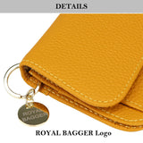 Royal Bagger RFID กระเป๋าสตางค์สั้นผู้หญิงหนังวัวแท้ขนาดใหญ่ความจุ Key CHAIN ​​ผู้ถือบัตรแฟชั่นกระเป๋าสตางค์ Trifold 1459 