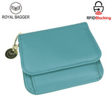 Royal Bagger RFID กระเป๋าสตางค์สั้นผู้หญิงหนังวัวแท้ขนาดใหญ่ความจุ Key CHAIN ​​ผู้ถือบัตรแฟชั่นกระเป๋าสตางค์ Trifold 1459 