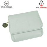 Royal Bagger RFID กระเป๋าสตางค์สั้นผู้หญิงหนังวัวแท้ขนาดใหญ่ความจุ Key CHAIN ​​ผู้ถือบัตรแฟชั่นกระเป๋าสตางค์ Trifold 1459 