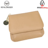 Royal Bagger RFID กระเป๋าสตางค์สั้นผู้หญิงหนังวัวแท้ขนาดใหญ่ความจุ Key CHAIN ​​ผู้ถือบัตรแฟชั่นกระเป๋าสตางค์ Trifold 1459 