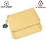 Royal Bagger RFID กระเป๋าสตางค์สั้นผู้หญิงหนังวัวแท้ขนาดใหญ่ความจุ Key CHAIN ​​ผู้ถือบัตรแฟชั่นกระเป๋าสตางค์ Trifold 1459 