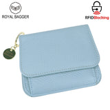 Royal Bagger RFID กระเป๋าสตางค์สั้นผู้หญิงหนังวัวแท้ขนาดใหญ่ความจุ Key CHAIN ​​ผู้ถือบัตรแฟชั่นกระเป๋าสตางค์ Trifold 1459 