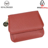 Royal Bagger RFID กระเป๋าสตางค์สั้นผู้หญิงหนังวัวแท้ขนาดใหญ่ความจุ Key CHAIN ​​ผู้ถือบัตรแฟชั่นกระเป๋าสตางค์ Trifold 1459 