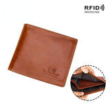 Royal Bagger RFID Blocking Short Wallets for Men Crazy Horse Leather Cowhide Large Capacity Bifold Male Wallet Vintage Purse1467