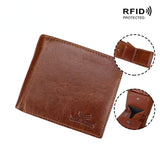 Royal Bagger RFID Blocking กระเป๋าสตางค์สั้นหนังวัวแท้ Vintage กระเป๋าใส่เหรียญความจุขนาดใหญ่ชาย 1471 